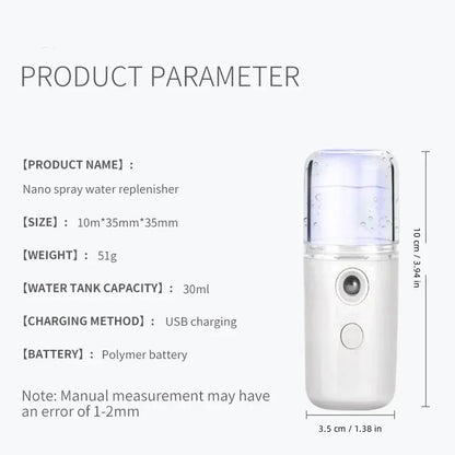 Nanomister Lashes Sprayer Nebulizer Machine For Eyelashes Mini Face Steamer Sprayer Portable Hydrating Nanometer Mist Nebulizer
